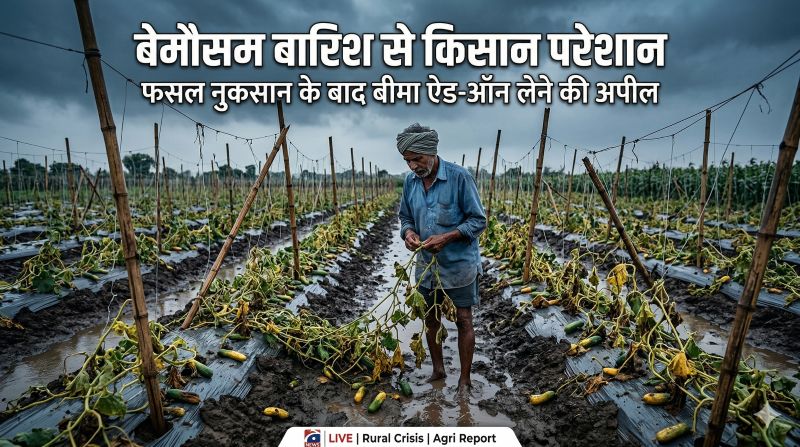 मौसम की मार से किसान बेहाल: ओलों ने बर्बाद की फसलें, प्रशासन ने दी चेतावनी—अब बिना ऐड-ऑन बीमा जोखिम भरा