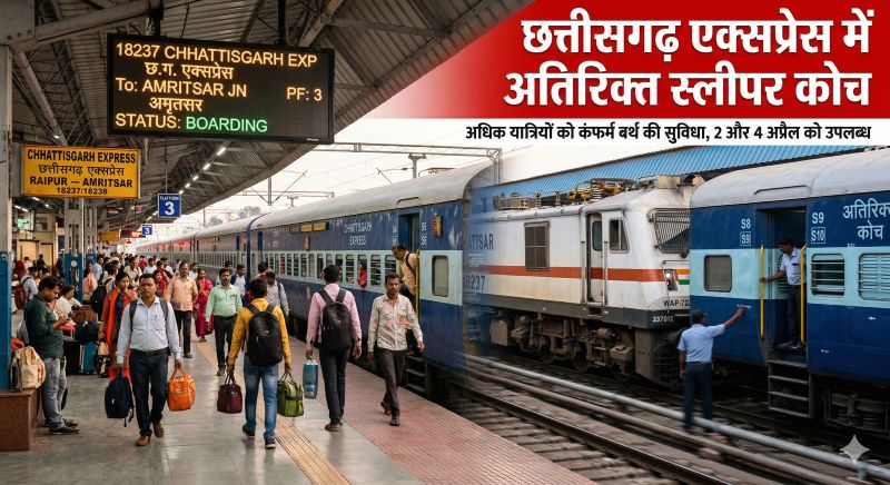 रेलवे ने बढ़ाई यात्रियों की सुविधा: 18237/18238 एक्सप्रेस में अस्थायी अतिरिक्त स्लीपर कोच