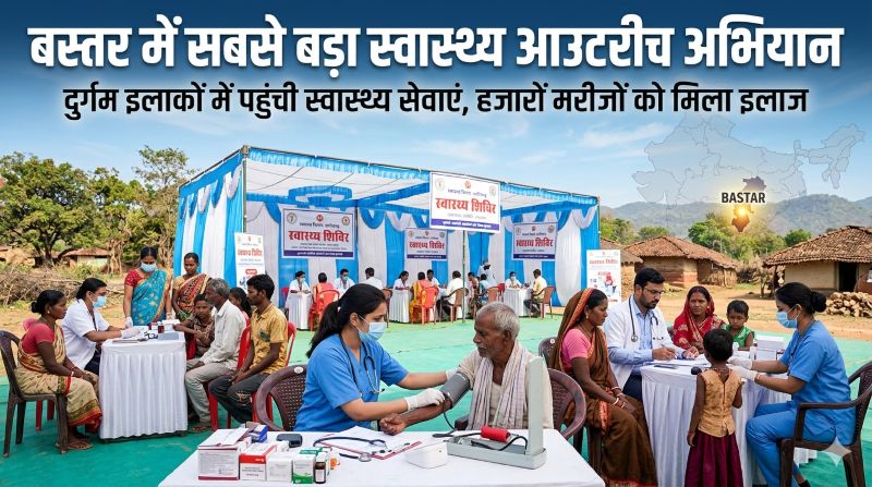 दुर्गम बस्तर में पहली बार इतना बड़ा अभियान! लाखों लोगों तक पहुंची स्वास्थ्य टीम, ऑन-द-स्पॉट जांच और इलाज, गंभीर मरीजों को रेफरल—अब हर गांव में मिल रही बेहतर स्वास्थ्य सुविधा