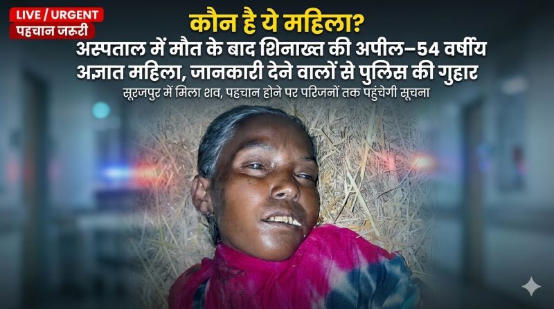 “कौन है ये महिला?” सूरजपुर में अज्ञात महिला की मौत से सनसनी—अस्पताल में दम तोड़ा, 54 वर्षीय मृतिका की शिनाख्त के लिए पुलिस की मार्मिक अपील, जानकारी देने वालों से तुरंत संपर्क की गुहार