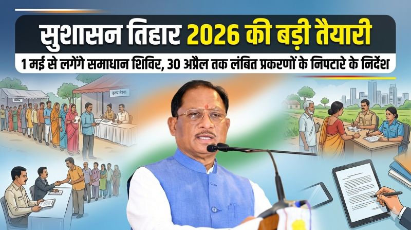 अब गांव-शहर में लगेगा समाधान का मेला—विष्णुदेव साय के नेतृत्व में 1 मई से शुरू होंगे जन समस्या निवारण शिविर, पारदर्शी और समयबद्ध सेवाओं से मिलेगा आमजन को सीधा लाभ