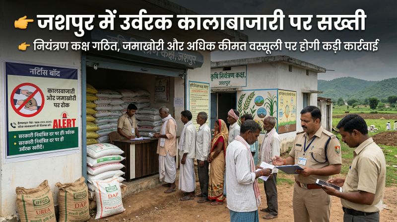 जशपुर में उर्वरक कालाबाजारी पर सख्ती: नियंत्रण कक्ष गठित, जमाखोरी और अधिक कीमत वसूली पर होगी कड़ी कार्रवाई