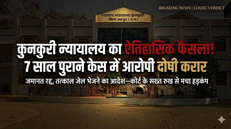 कुनकुरी न्यायालय का सनसनीखेज और कड़ा फैसला: 7 साल पुराने मारपीट मामले में आरोपी को दोषी करार देकर तुरंत भेजा जेल —कानून ने दिखाया सख्त रुख