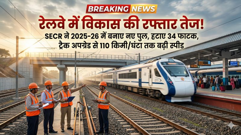 आधुनिक इंफ्रास्ट्रक्चर से बदली रेलवे की तस्वीर: SECR ने बिछाए सैकड़ों किमी नए ट्रैक, बनाए ROB-RUB, बढ़ाई स्पीड और यात्री सुविधाएं—अब सफर होगा ज्यादा सुरक्षित, तेज और आरामदायक