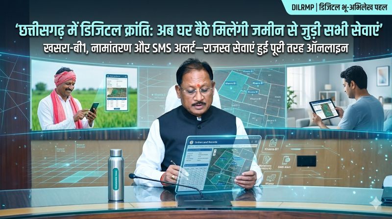 जमीन के काम में बड़ा बदलाव: मोबाइल ऐप से लेकर SMS अलर्ट तक, छत्तीसगढ़ में राजस्व सेवाएं हुईं पूरी तरह डिजिटल—भ्रष्टाचार पर लगाम और आम जनता को बड़ी राहत