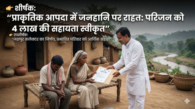 जशपुर में प्राकृतिक आपदा पीड़ित परिवार को राहत: कलेक्टर रोहित व्यास ने 4 लाख की आर्थिक सहायता की स्वीकृति देकर दिया सहारा
