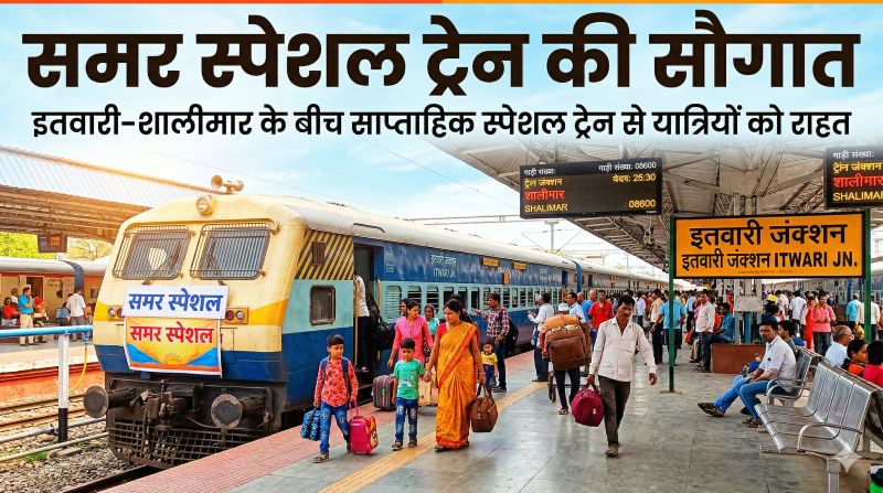 रेलवे का समर गिफ्ट: नागपुर मंडल से शालीमार तक स्पेशल ट्रेन शुरू, रायपुर-बिलासपुर सहित कई शहरों को मिलेगा सीधा लाभ