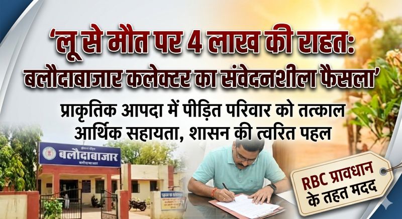 लू से मृत्यु पर शासन की संवेदनशीलता: बलौदाबाजार कलेक्टर ने स्वीकृत की 4 लाख की सहायता