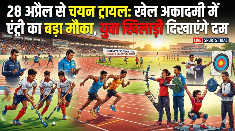 खेल प्रतिभाओं के लिए बड़ा मौका: रायपुर खेल अकादमी में 28 अप्रैल से चयन ट्रायल शुरू—हॉकी, तीरंदाजी, फुटबॉल सहित कई खेलों में मिलेगा प्रवेश