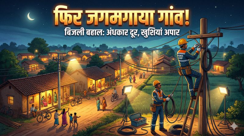 विद्युत विभाग की तत्परता: जामबहार में 11 खंभों की AB केबल बदली, फिर जगमगाया गांव