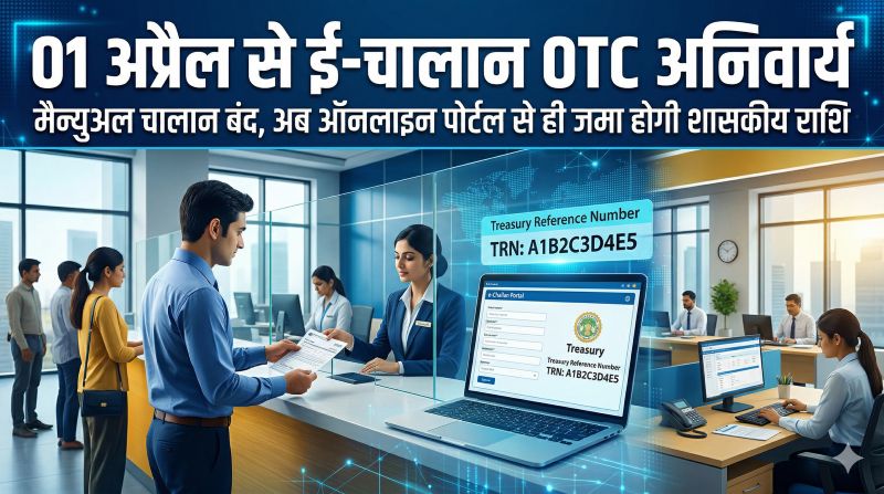 डिजिटल पेमेंट की ओर बड़ा कदम: 1 अप्रैल से ई-कोष पोर्टल पर OTC सुविधा से ही जमा होंगे चालान, मैन्युअल प्रक्रिया बंद