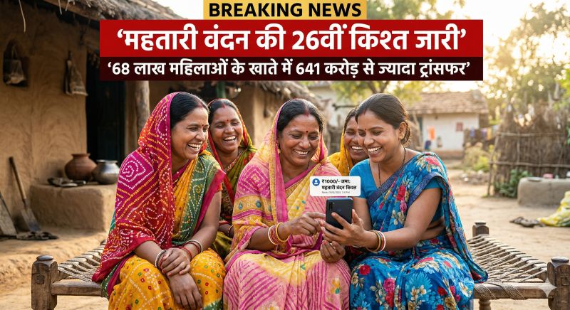 महिलाओं को आर्थिक संबल का बड़ा तोहफा: महतारी वंदन योजना की 26वीं किस्त ट्रांसफर, अब तक 16 हजार करोड़ से अधिक की सहायता पहुंची खातों में