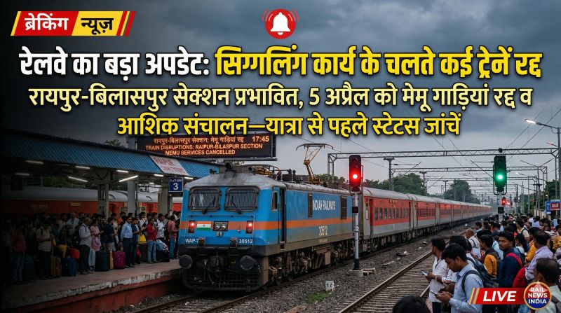 यात्रियों के लिए जरूरी खबर: सिग्नलिंग अपग्रेड के कारण ट्रेनों का संचालन प्रभावित, कई मेमू गाड़ियां रद्द व कुछ आंशिक रूप से चलेंगी—यात्रा से पहले जरूर जांचें स्टेटस