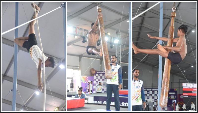 अंबिकापुर के गांधी स्टेडियम में मल्लखंभ का भव्य आगाज़: 14 राज्यों के खिलाड़ियों ने पोल और रोप पर दिखाया अद्भुत संतुलन, खेलो इंडिया ट्राइबल गेम्स में पारंपरिक खेलों की चमक