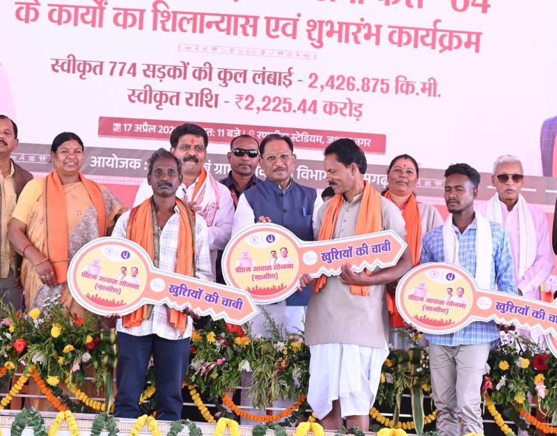 जशपुर में गरीबों को मिला अपना घर: मुख्यमंत्री विष्णु देव साय और उप मुख्यमंत्री विजय शर्मा ने पीएम आवास योजना के लाभार्थियों को सौंपी चाबियां, जनमन योजना से बढ़ी उम्मीदें