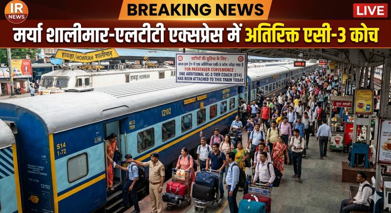 यात्रियों को बड़ी राहत: शालीमार–एलटीटी एक्सप्रेस में अतिरिक्त एसी-3 कोच जोड़ा गया, कंफर्म बर्थ की सुविधा बढ़ी