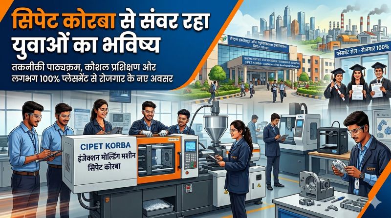 सिपेट कोरबा से संवर रहा युवाओं का भविष्य: तकनीकी शिक्षा, कौशल प्रशिक्षण और लगभग 100% प्लेसमेंट से खुल रहे रोजगार के नए द्वार