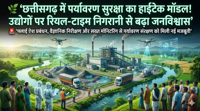 औद्योगिक विकास के बीच पर्यावरण सुरक्षा का बड़ा मॉडल बना छत्तीसगढ़! पर्यावरण संरक्षण मंडल की सख्त निगरानी से राखड़ प्रबंधन और प्रदूषण नियंत्रण में दिखा बड़ा असर