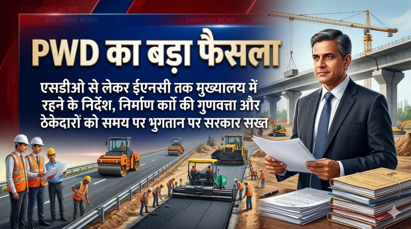PWD में जवाबदेही बढ़ाने की पहल: निर्माण कार्यों की मॉनिटरिंग तेज करने मुख्यालय में अनिवार्य उपस्थिति के निर्देश, सचिव मुकेश बंसल ने ठेकेदारों को समय पर मासिक भुगतान और लंबित बिलों के त्वरित निपटान के दिए आदेश