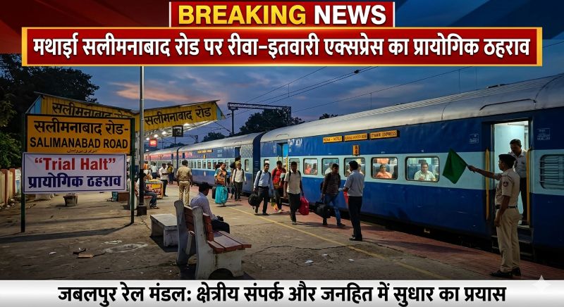 सलीमनाबाद रोड स्टेशन पर बड़ी सौगात: रीवा–इतवारी एक्सप्रेस का प्रायोगिक ठहराव शुरू, यात्रियों को मिलेगा नया रेल कनेक्शन