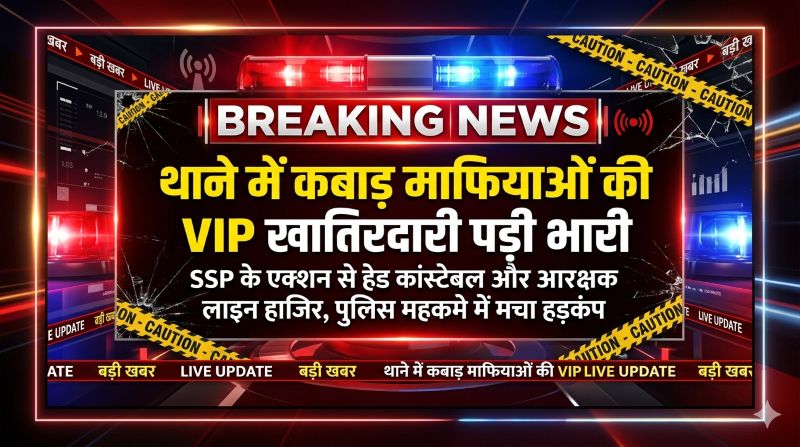 कबाड़ माफिया को थाने में ‘चाय-नाश्ता’ कराना पड़ा भारी: SSP ने हेड कांस्टेबल और आरक्षक को तत्काल प्रभाव से ‘लाइन हाजिर’ किया
