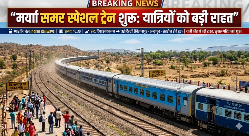 गर्मी में यात्रियों को बड़ी सौगात! विशाखापट्नम–नई दिल्ली समर स्पेशल ट्रेन शुरू, कंफर्म बर्थ के साथ सुगम यात्रा की सुविधा