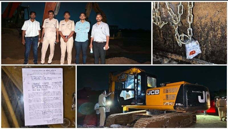 रेत माफियाओं पर खनिज विभाग का बड़ा प्रहार—शिवनाथ नदी में अवैध उत्खनन करते पकड़ी गईं तीन चैन माउंटेन मशीनें जप्त, रात में हुई कार्रवाई से मचा हड़कंप