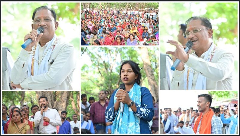 सुशासन तिहार में मुख्यमंत्री पहुंचे गांव की चौपाल : तेंदू, सतालू, चार और लीची का स्वाद लेते हुए विष्णु देव साय ने ग्रामीणों को दिया भरोसा— समस्याओं का होगा शीघ्र समाधान