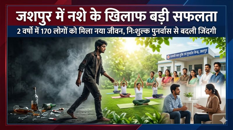 नशामुक्त जशपुर की ओर मजबूत कदम: मुफ्त आवास, भोजन और काउंसलिंग के साथ 170 हितग्राही हुए पुनर्वासित