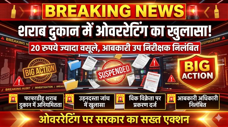 फाफाडीह शराब दुकान में अनियमितता से मचा हड़कंप, उड़नदस्ता जांच में खुलासा; आबकारी विभाग ने उप निरीक्षक पर गिराई निलंबन की गाज
