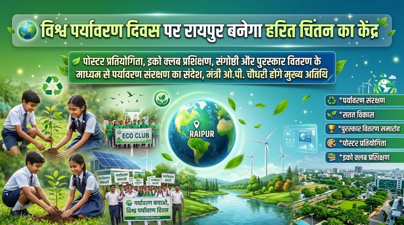 पर्यावरण संरक्षण की अलख जगाने रायपुर में होगा भव्य आयोजन: विश्व पर्यावरण दिवस पर नवाचार, जागरूकता और जनभागीदारी के संग दिखेगी हरित भविष्य की झलक