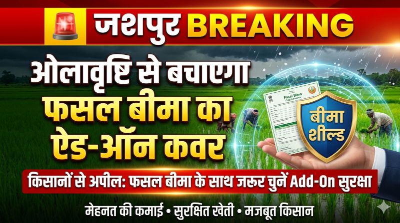 जशपुर : ओलावृष्टि से बचाएगा फसल बीमा का ऐड-ऑन कवर, किसानों से जरूर कराने की अपील