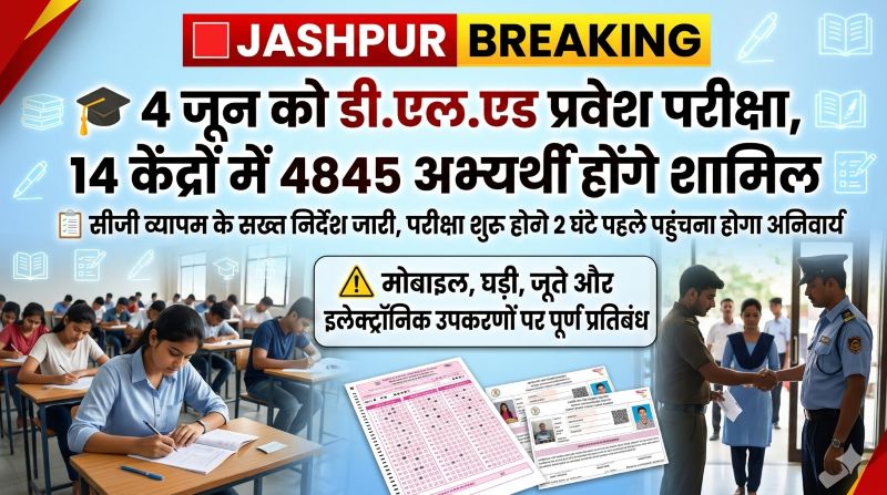 परीक्षार्थियों के लिए अहम सूचना: डी.एल.एड परीक्षा में 2 घंटे पहले पहुंचना अनिवार्य, मोबाइल, घड़ी, जूते और इलेक्ट्रॉनिक उपकरणों पर रहेगा पूर्ण प्रतिबंध