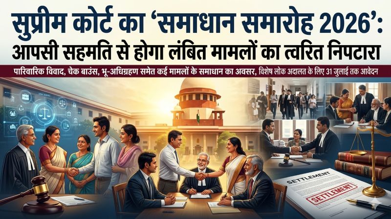 सर्वोच्च न्यायालय का ‘समाधान समारोह 2026’: पारिवारिक विवाद, चेक बाउंस, भू-अधिग्रहण समेत लंबित मामलों के सौहार्दपूर्ण निपटारे का सुनहरा अवसर, 31 जुलाई तक करें आवेदन
