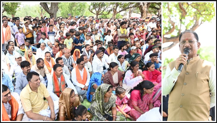आम की छांव में मुख्यमंत्री की चौपाल: खाट पर बैठे, ग्रामीणों की सुनी बात, मौके पर दिए समाधान
