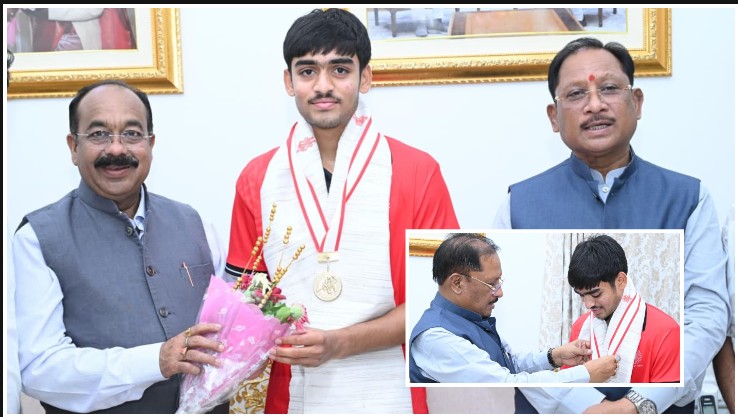 बिलासपुर के लाल अवि मानिकपुरी ने बढ़ाया देश-प्रदेश का मान, अंडर-18 एशिया कप स्वर्ण विजेता खिलाड़ी का मुख्यमंत्री साय ने किया सम्मान