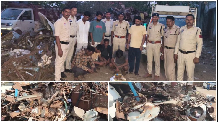बिल्हा में कबाड़ की आड़ में चल रहा था चोरी का खेल! रेलवे लाइन के पार्ट्स समेत 83 क्विंटल अवैध माल बरामद, पुलिस कार्रवाई से मचा हड़कंप