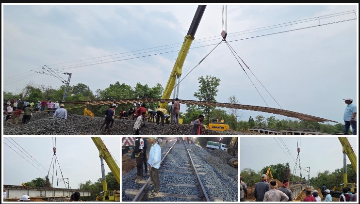 रेल परियोजना को मिली नई रफ्तार: दक्षिण पूर्व मध्य रेलवे ने सफलतापूर्वक पूरा किया हाईटेक गर्डर डी-लॉन्चिंग ऑपरेशन