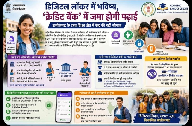 विशेष आलेख : डिजिटल लॉकर में भविष्य, ‘क्रेडिट बैंक’ में जमा होगी पढ़ाई, छत्तीसगढ़ के उच्च शिक्षा क्षेत्र में केंद्र की बड़ी सौगात