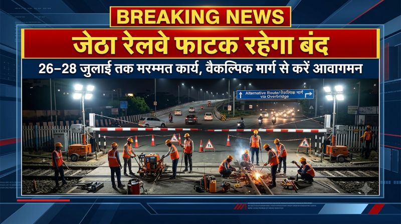 26 से 28 जुलाई तक बंद रहेगा जेठा समपार फाटक, मरम्मत कार्य के दौरान सकरेली रोड ओवरब्रिज से करें आवागमन