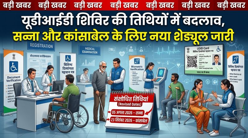 यूडीआईडी शिविर की तिथियों में बड़ा बदलाव! सन्ना और कांसाबेल के दिव्यांगजनों के लिए जारी हुआ नया शेड्यूल