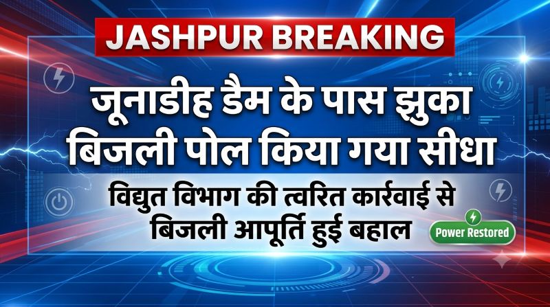 जूनाडीह डैम क्षेत्र में बिजली व्यवस्था फिर हुई सुरक्षित, झुके विद्युत पोल को सीधा कर विभाग ने सुचारू की विद्युत सप्लाई, लोगों की चिंता हुई दूर