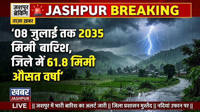 बारिश ने बदला जशपुर का मौसम, 61.8 मिमी औसत वर्षा से बढ़ी राहत; मनोरा और बगीचा रहे सबसे आगे