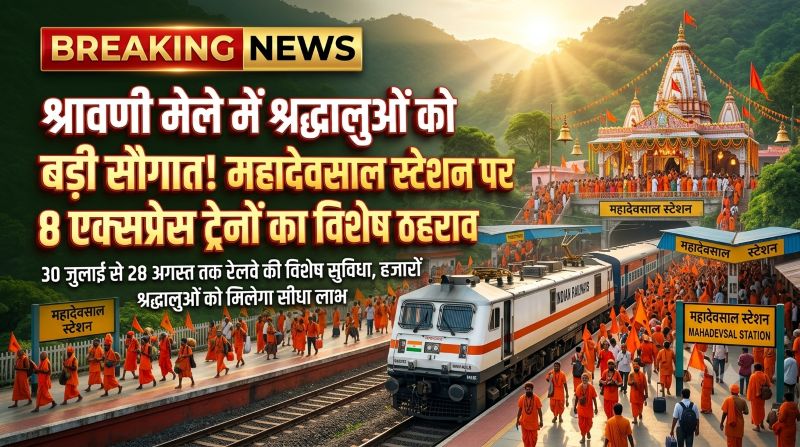 श्रावणी मेले में श्रद्धालुओं को रेलवे की बड़ी सौगात, महादेवसाल स्टेशन पर 4 जोड़ी ट्रेनों का मिलेगा अस्थायी ठहराव