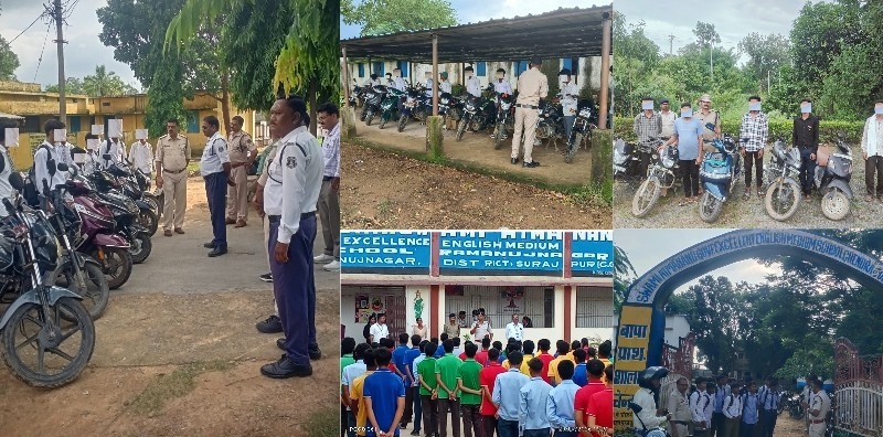 सूरजपुर में नाबालिग चालकों पर पुलिस का बड़ा एक्शन : 102 स्कूली छात्र वाहन चलाते पकड़े गए, अभिभावकों पर हुई कार्रवाई, दी गई चेतावनी.