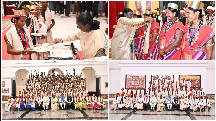राष्ट्रपति भवन में रचा गया इतिहास! बस्तर के मांझी-चालकी बने राष्ट्रपति के विशेष अतिथि, राष्ट्रपति द्रौपदी मुर्मु ने स्वयं परोसा भोजन, 209 सदस्यीय प्रतिनिधिमंडल का हुआ ऐतिहासिक सम्मान