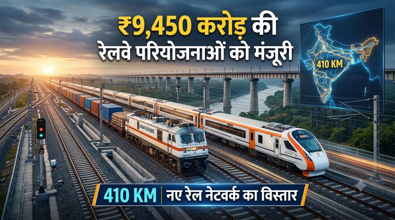 रेलवे में विकास की रफ्तार होगी दोगुनी! 4 राज्यों के 8 जिलों को मिलेगी बड़ी सौगात, ₹9,450 करोड़ से 410 किमी नए ट्रैक का विस्तार