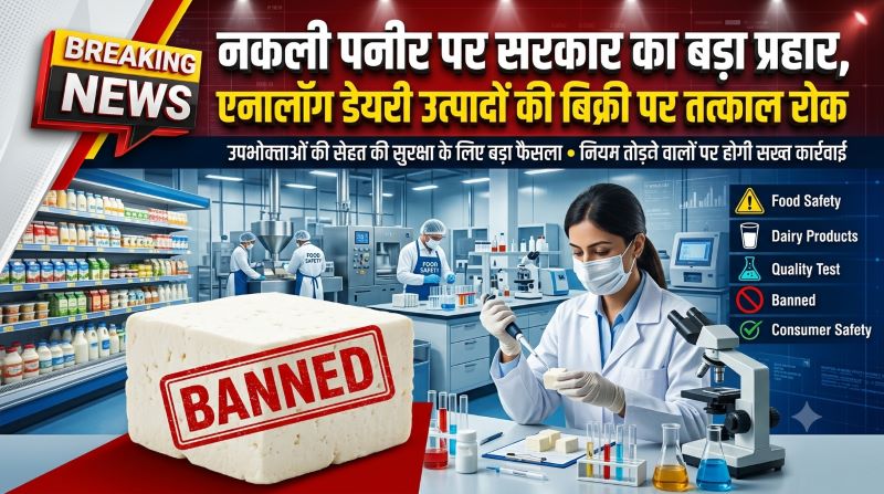 बड़ा फैसला: नकली पनीर पर सरकार का सख्त प्रहार, एनालॉग डेयरी उत्पादों के निर्माण, भंडारण और बिक्री पर तत्काल रोक, नियम तोड़ने वालों पर होगी कड़ी कार्रवाई