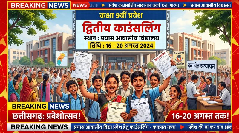 कक्षा 9वीं में प्रवेश का दूसरा मौका! प्रयास आवासीय विद्यालय की द्वितीय काउंसलिंग 16 से 20 अगस्त तक, दस्तावेजों के साथ पहुंचना होगा अनिवार्य