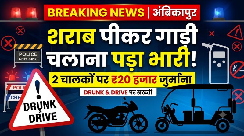 ड्रंक एंड ड्राइव पर पुलिस का शिकंजा, शराब के नशे में बाइक और ई-रिक्शा चलाते पकड़े गए चालक; न्यायालय ने दोनों पर लगाया कुल ₹20 हजार अर्थदंड